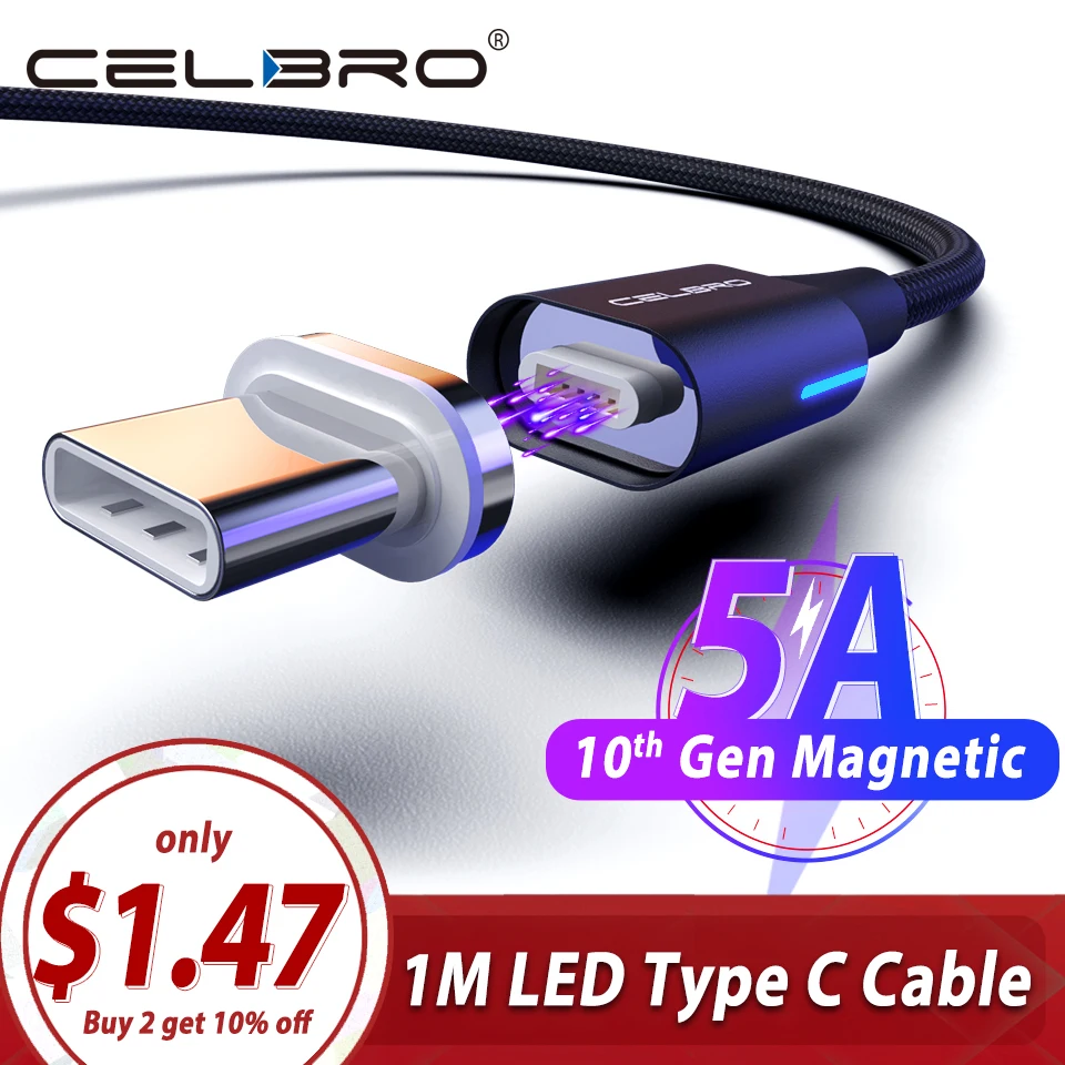 5А Магнитный usb type-C кабель для huawei mate 30 20 P30 P20 Pro Lite USB-C магнит Быстрая зарядка type C зарядное устройство type-c шнур для передачи данных
