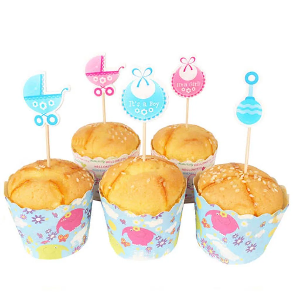 2019 горячая распродажа 18 Baby Shower для капкейка мальчиков и девочек сувениры
