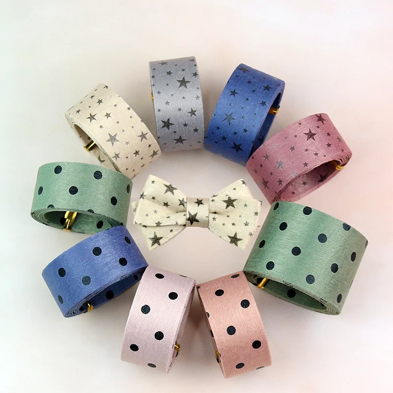 Алмазная бархатная тканевая лента ленты ручной работы в горошек с принтом звезд