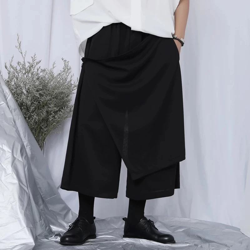 

Men's Short And Wide Leg Pants Japanese Fashion Popular Dark Niche Design Hairdresser Loose Casual Skirt Pants