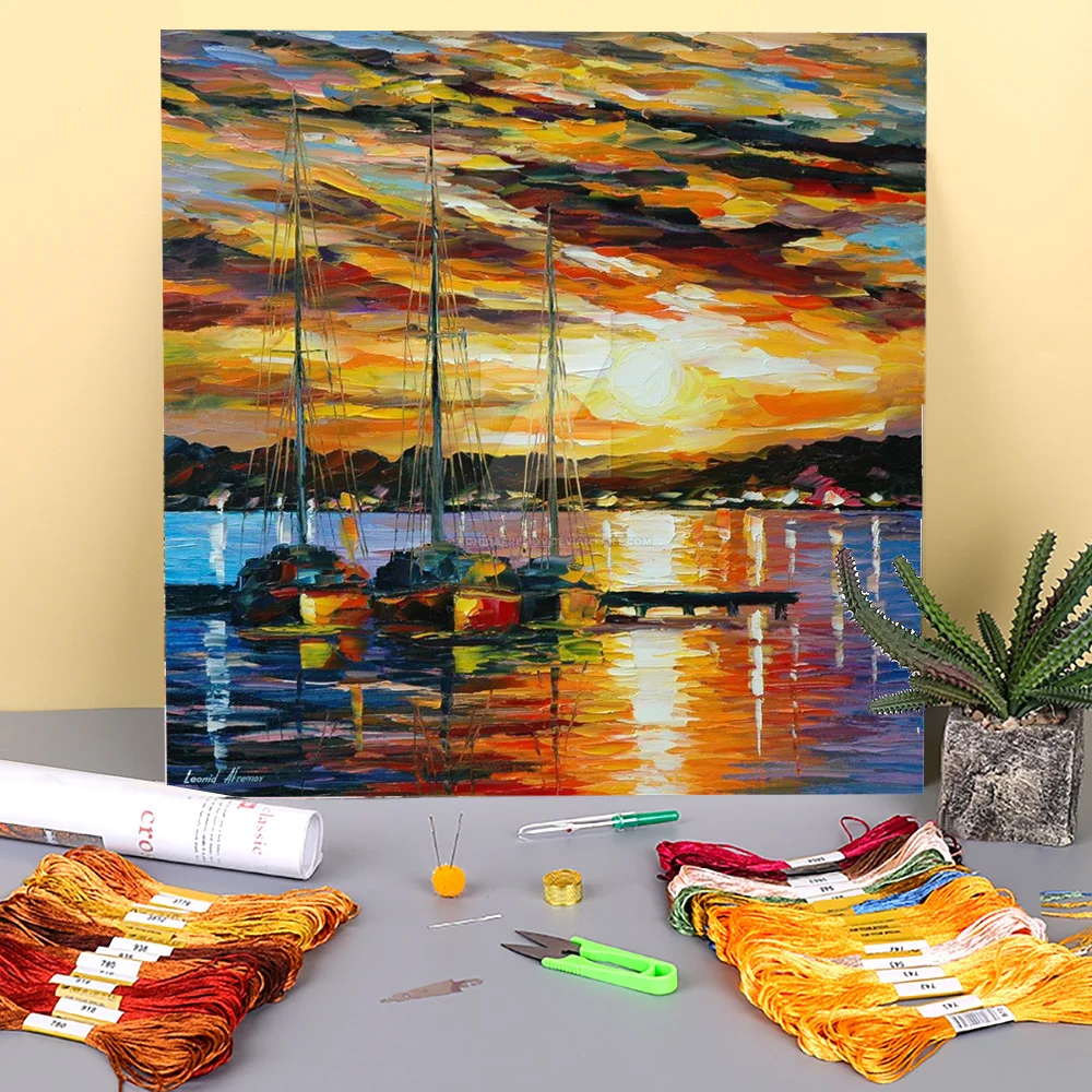 Южный закат пре-печать 11CT вышивка крестом DIY шаблоны DMC нитки ручная работа хобби ручной работы дома
