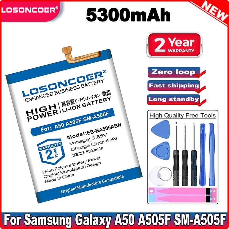 LOSONCOER EB BA505ABN BA505ABU 5300 мА/ч батарея для Samsung Galaxy A50 SM A505F батареи сотового телефона ~ в
