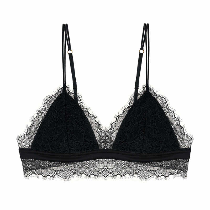 Бюстгальтер женский кружевной с треугольными чашечками тонкий бюстгальтер на