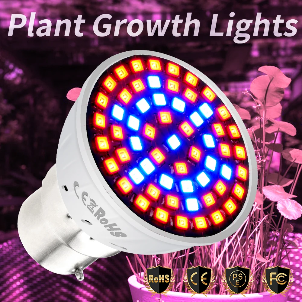 

Full Spectrum LED GU10 Plant Light E14 Grow Bulb 220V E27 Phyto Lamp B22 Greenhouse Hydroponic Fitolampy MR16 Growth 2835 SMD