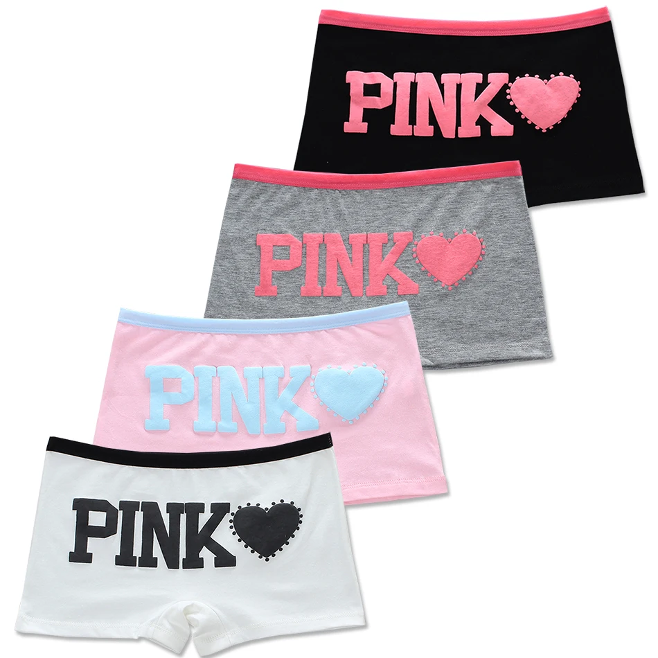 4 Pcs/Lot Cotton Pink Soft Underpants Puberty Adolescent Panties Young Pants Kid Panty Teen Girl's Underwear for 8-16 Years Old