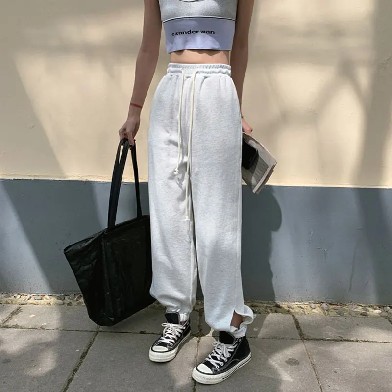 Женские повседневные шаровары с разрезом сбоку уличные спортивные брюки в стиле