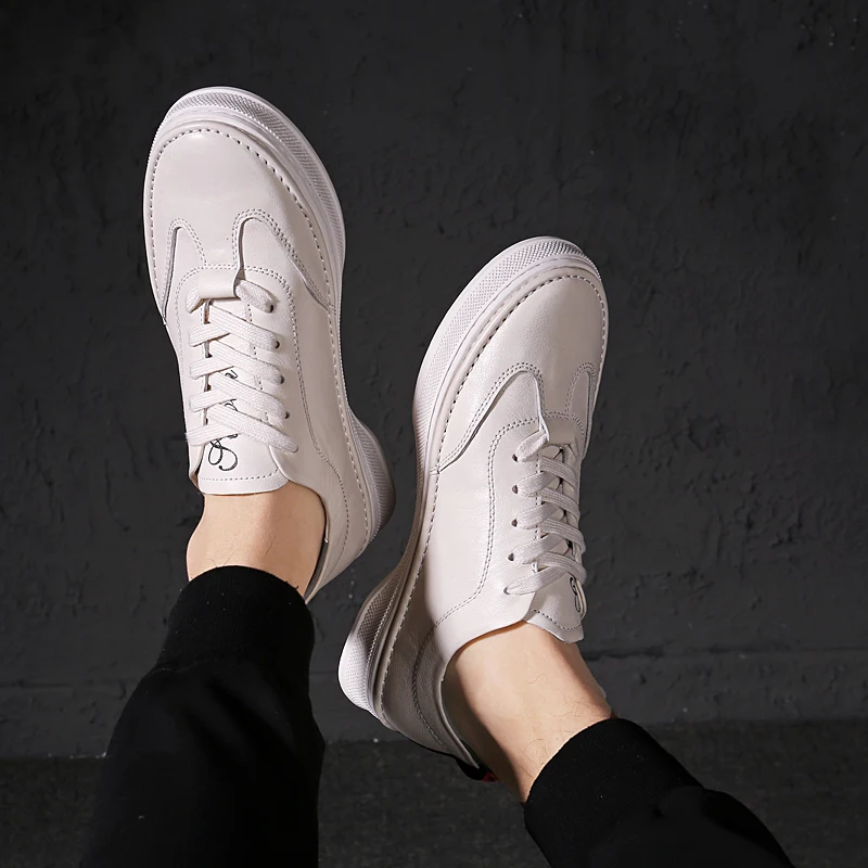 Men's Casual Shoes 2020 New Spring Breathable Genuine Leather Footwear Male Fashion office Men Cowboy Street | Обувь