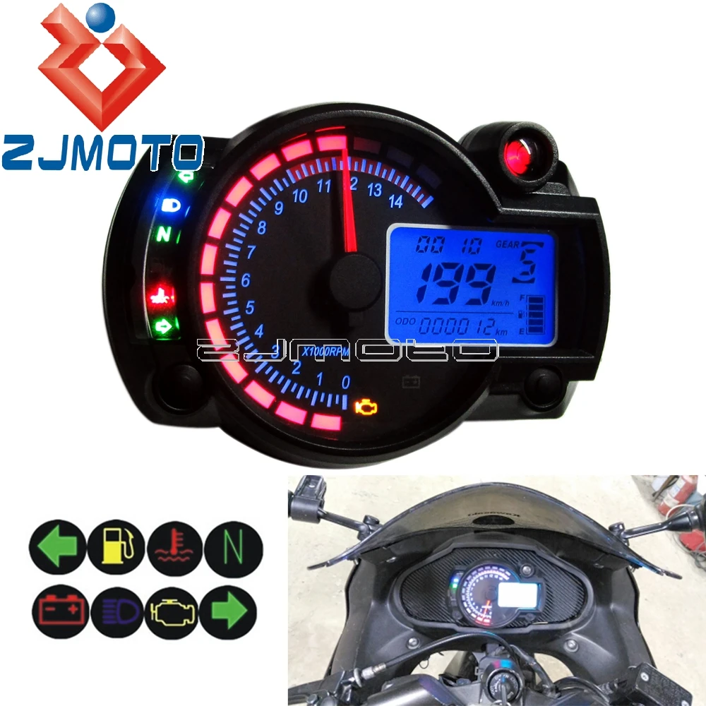 Universal Motorcycle Digital Gauge Speedometer tachometer