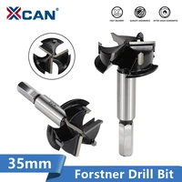 xcan forstner drill bit 35mm 3 flutes carbide tip wood auger cutter woodworking hole saw cutter for power tools drill bits