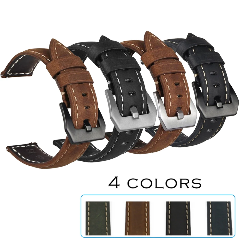 Спортивные Ремешки для наручных часов из натуральной кожи 20 мм 22 женщин и мужчин