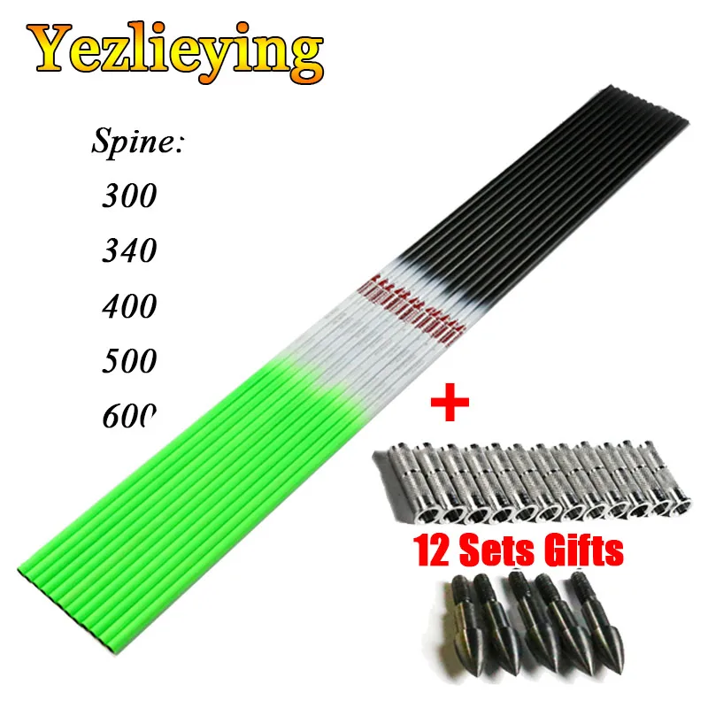 Охотничий арбалет для стрельбы из лука 12 шт. чистый углерод стрелы вал Spine300 340