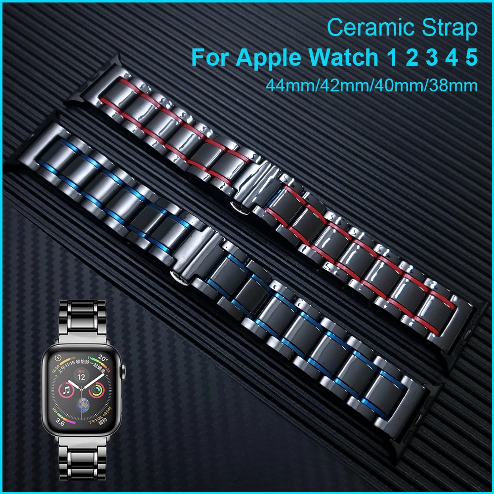 

Ceramic Strap For Apple Watch 6 SE Band 44mm 42mm 40mm 38mm Link Bracelet for iWatch Series 1 2 3 4 5 Watchband Accessories