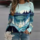 Женский свитшот с принтом гор, Повседневная Блузка, пуловер с длинным рукавом, одежда на осень и зиму