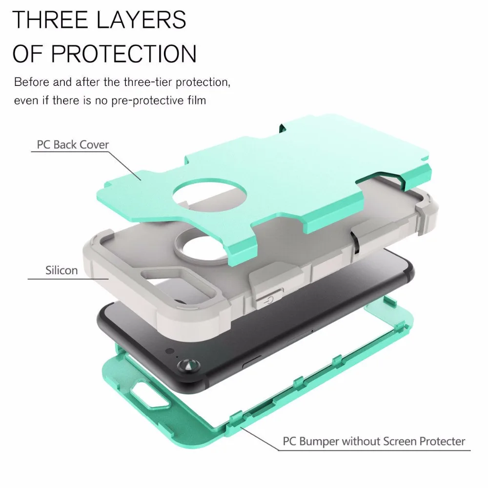 Роскошный гибридный резиновый защитный противоударный чехол для iPhone 7 6 S Plus 360