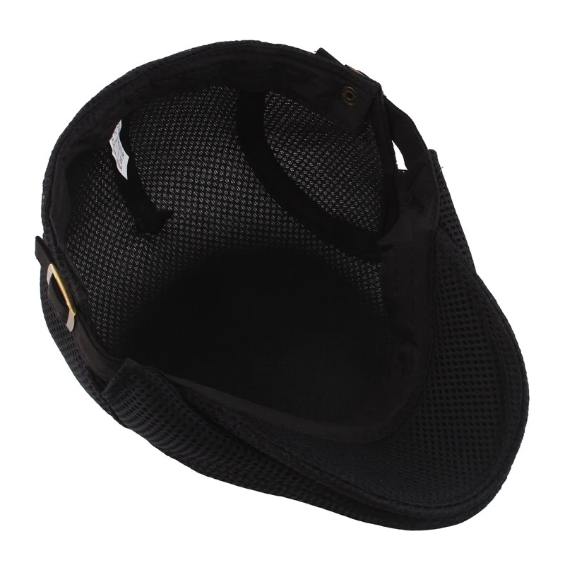

Beret Pure Cotton Men's Casual Breathable Mesh Flat Cap Solid Color Adjustable Classic Summer Duckbill Hat Cap Hat 2020