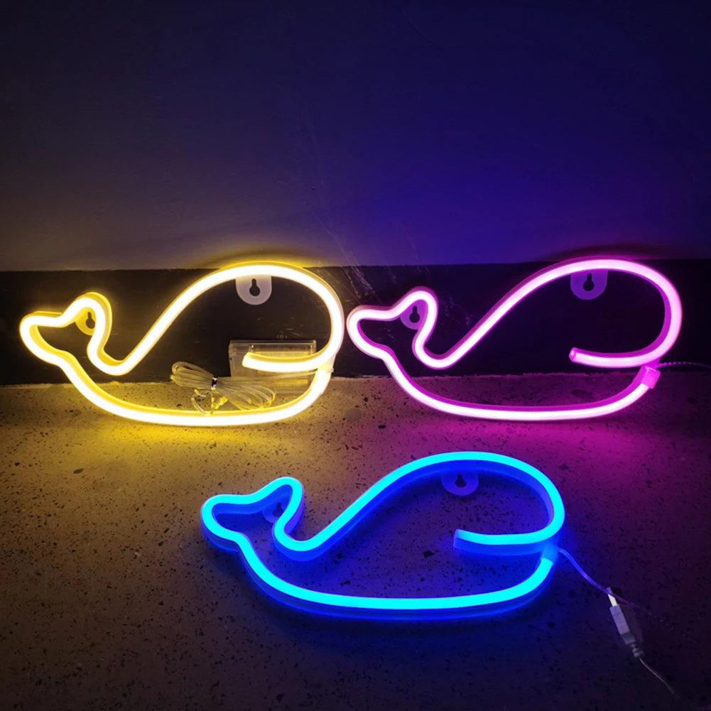 

Battery & USB Powered Party Wedding Window Shop Home Decor Dolphin LED Neon Lights Colorful Party Wall Hanging Neon Sign