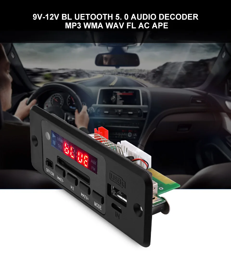 AIYIMA Bluetooth 5,0 без потерь аудио декодер MP3 музыкальный плеер APE AUX USB FM DIY усилитель звука с переключателем MICRO вход 9-12 В