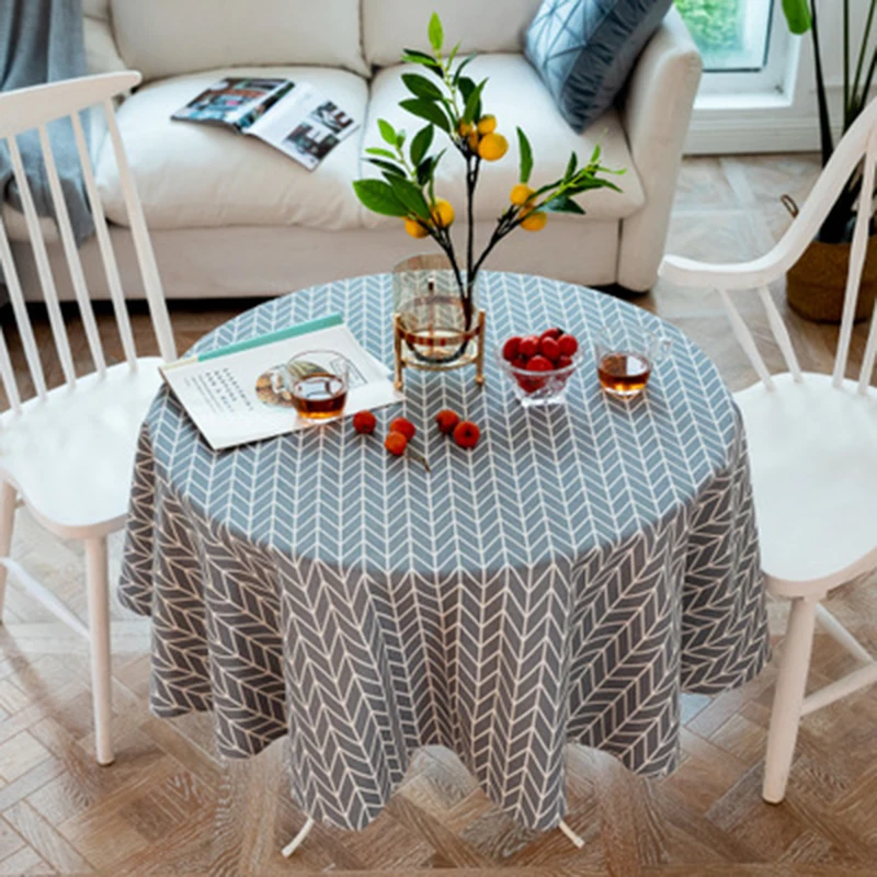 Современная цветная круглая скатерть 150 см хлопковая льняная в скандинавском