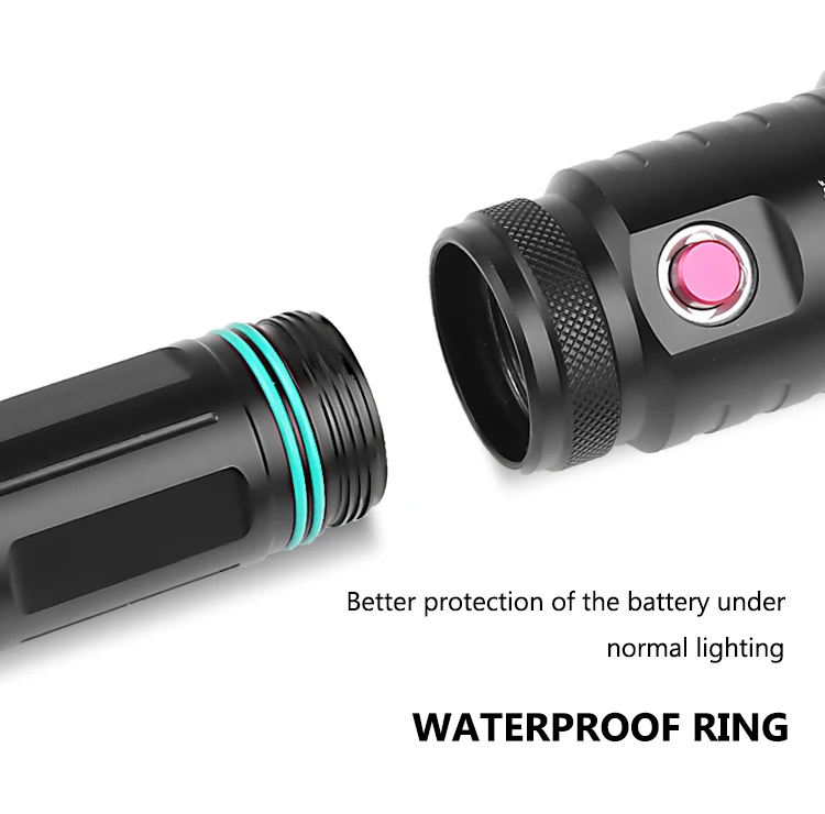 

Outdoor Professional Diving Lights XHP70 Glare Torch Waterproof Flashlight Fixed Focus Amphibious Flashlights Portable Lighting