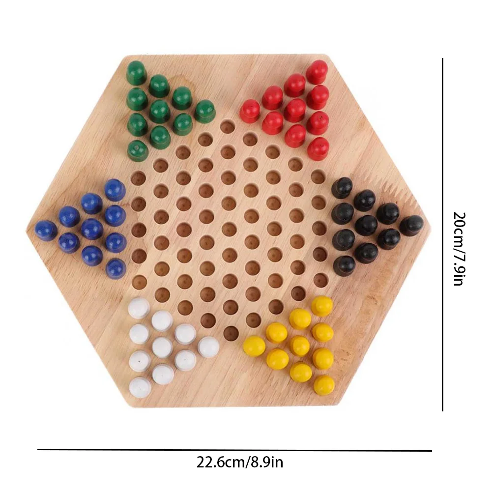 

Chinese Checker Game Set Wooden Educational Board Kids Classic Halma Chinese Checkers Set Strategy Family Game Pieces Backgammon