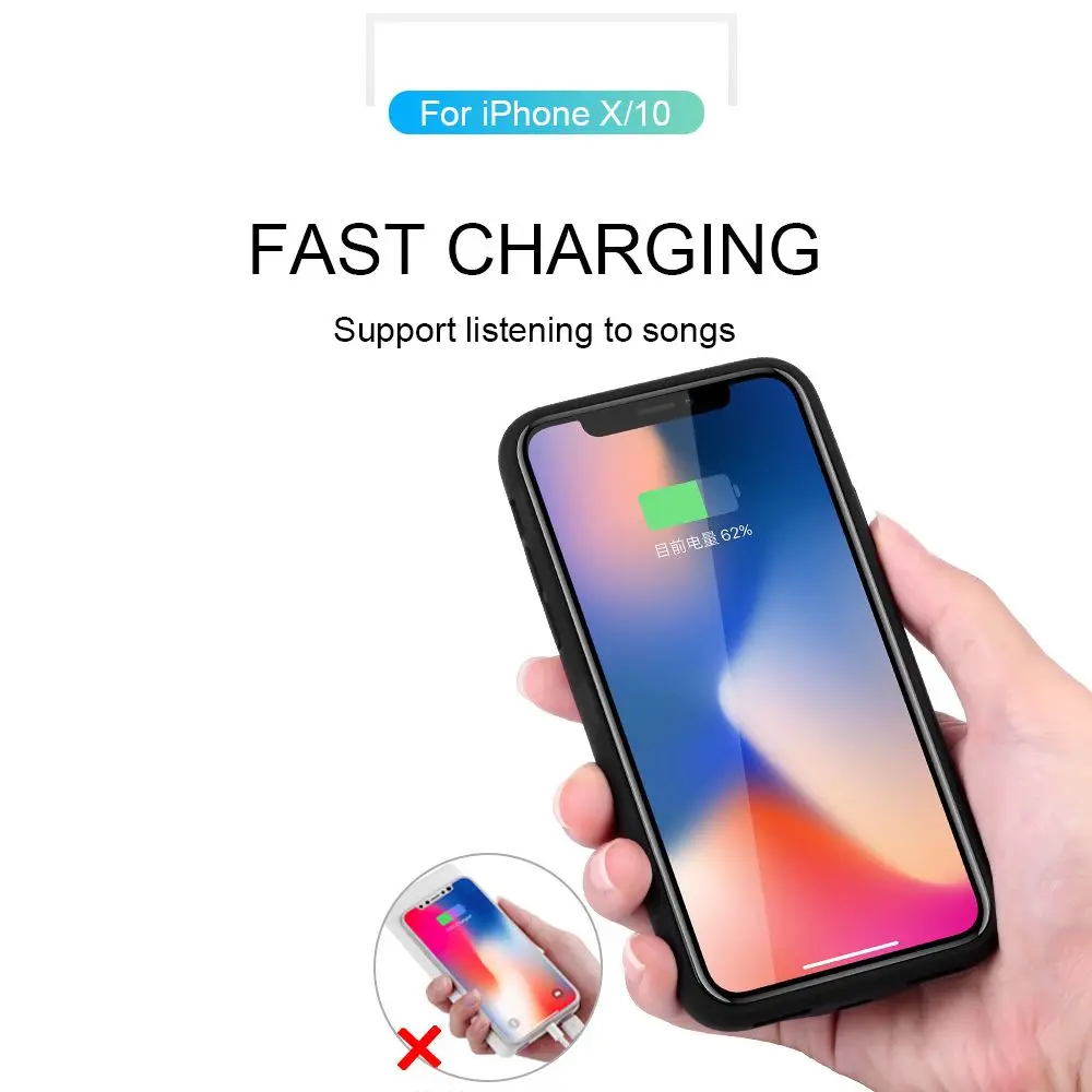 

Battery Charger Case For iPhone x xr xs max Battery Case Power Bank Charging Case Charger 10000mAh Ultra Slim External Back Pack