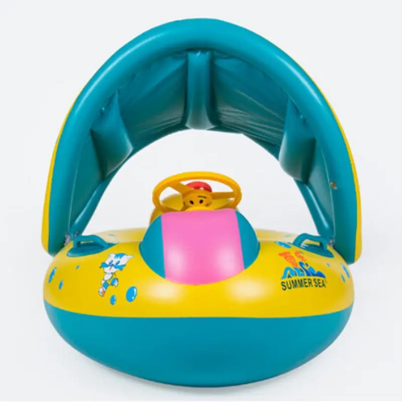 

Baby Swim Ring Toddler Adjustable Sunshade Protect Swim Pool Inflatable Baby Float Seat Boat Ring Water Seat with Canopy HWC