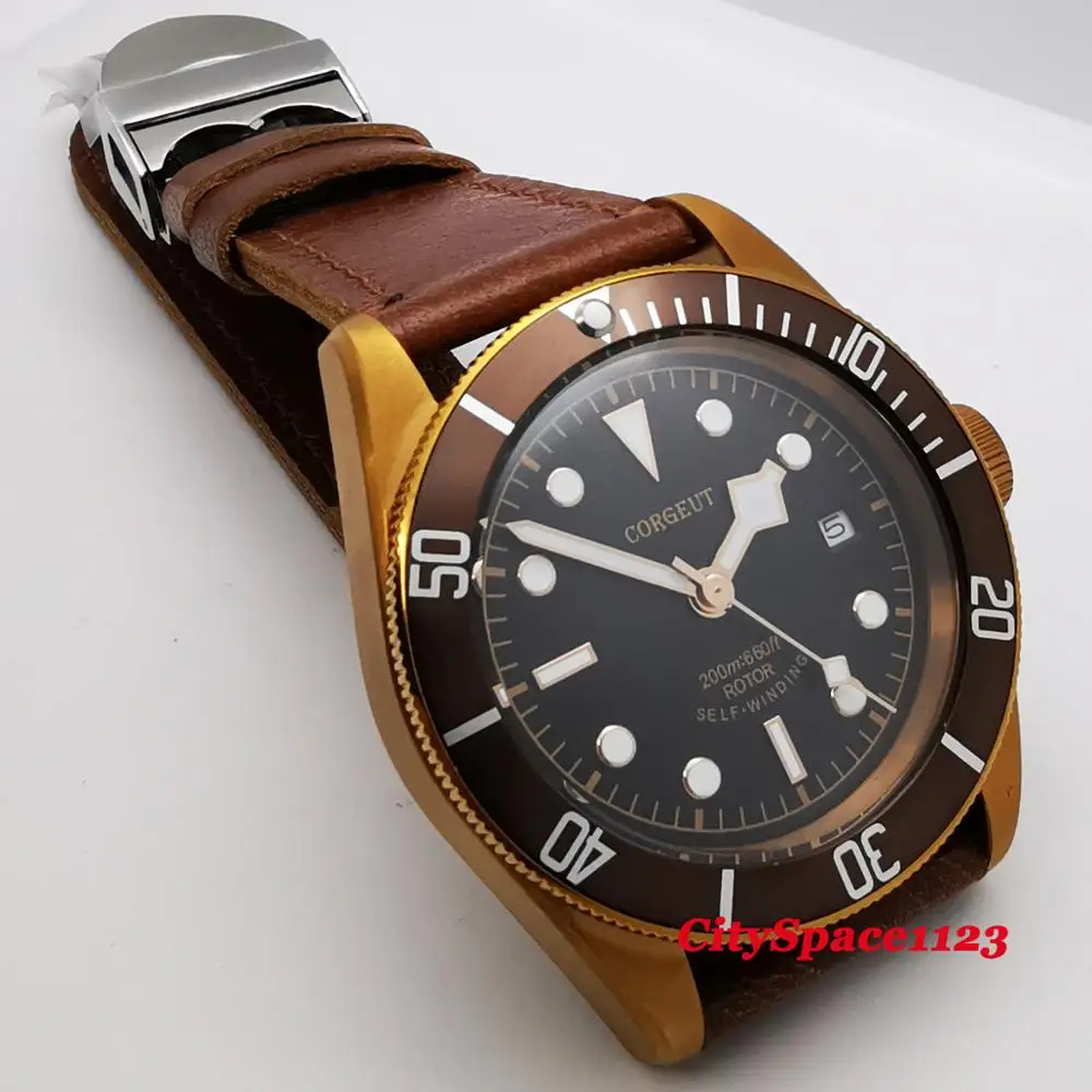 Мужские автоматические механические водонепроницаемые часы с сапфировым