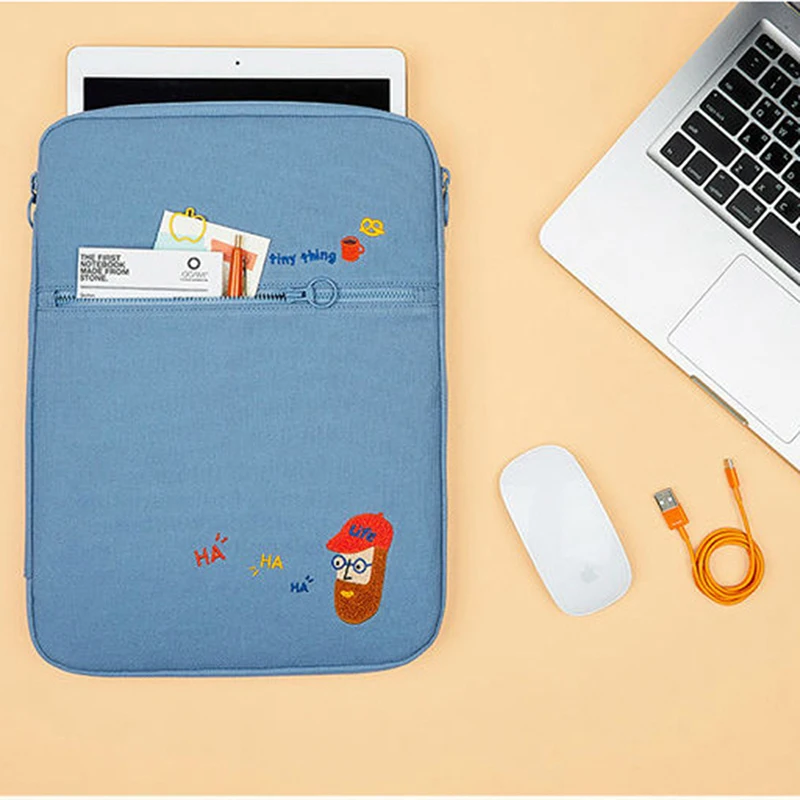 

11 Inch Canvas Ipad Tablet Case Emboridery Shockproof Laptop Liner Bag Organizer Storage Bag Sleeve Cover