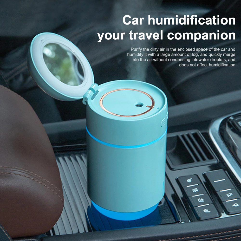 

400ml Dc-5v Portable Air Humidifier Usb Desktop Mist Maker 2 Modes With Makeup Mirror Night Light Ring Light Car Usb Humidifier