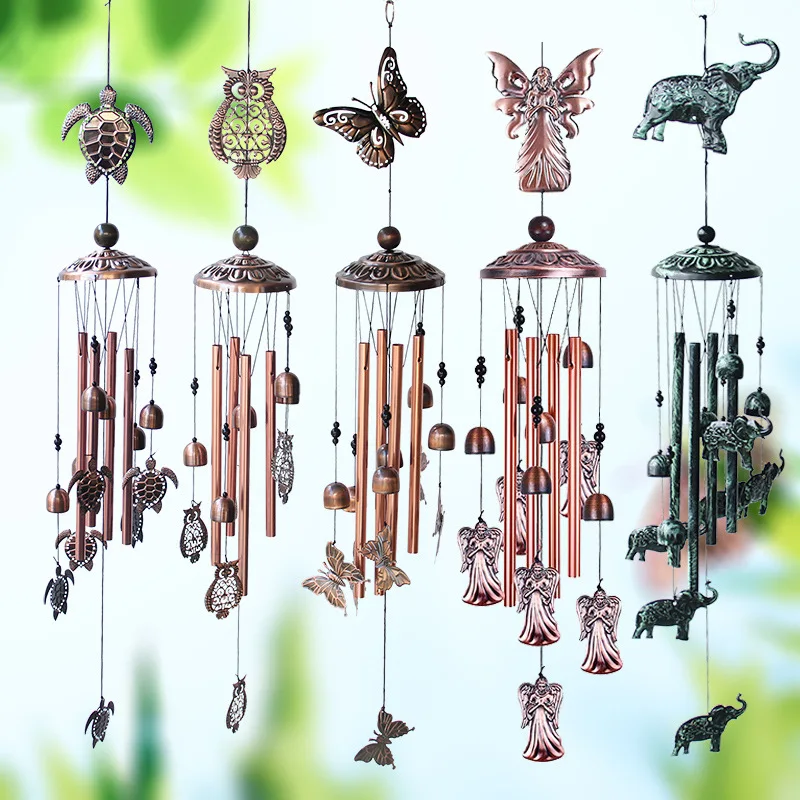 

Retro Metal Wind Chimes Butterfly Elephant Owl Bird Wind Chimes Bells Long Tube Outdoor Yard Garden Home Decor Hangings Ornament