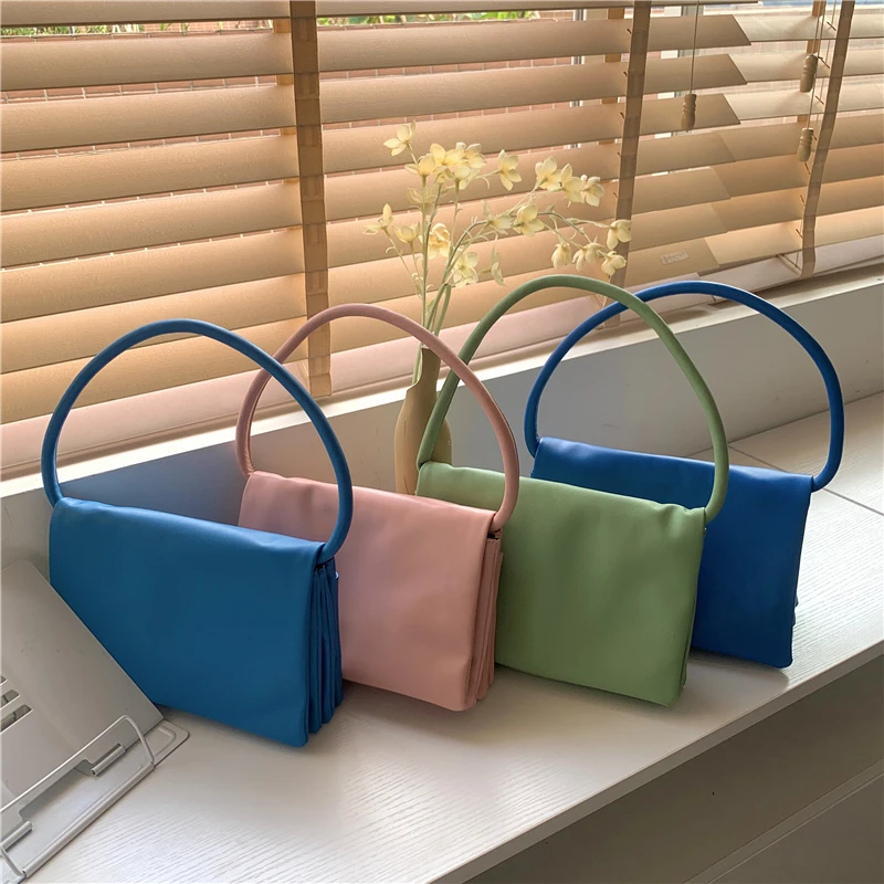 

Candy Color Women Square Underarm Bag Fashion Simple Ladies Flap Shoulder Messenger Bags Small Portable Female Handbags Purses