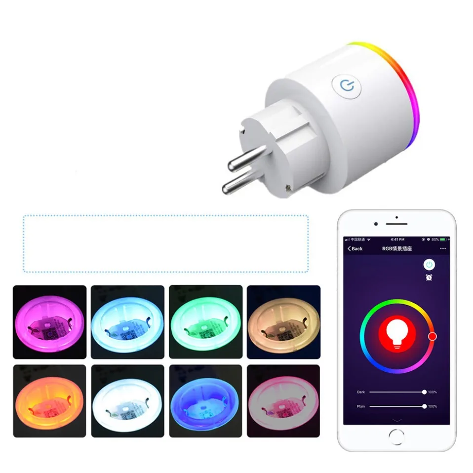 AVATTO 16A ЕС RGB wifi умная вилка с монитором питания, wifi Беспроводная умная розетка с Google Home Alexa Голосовое управление