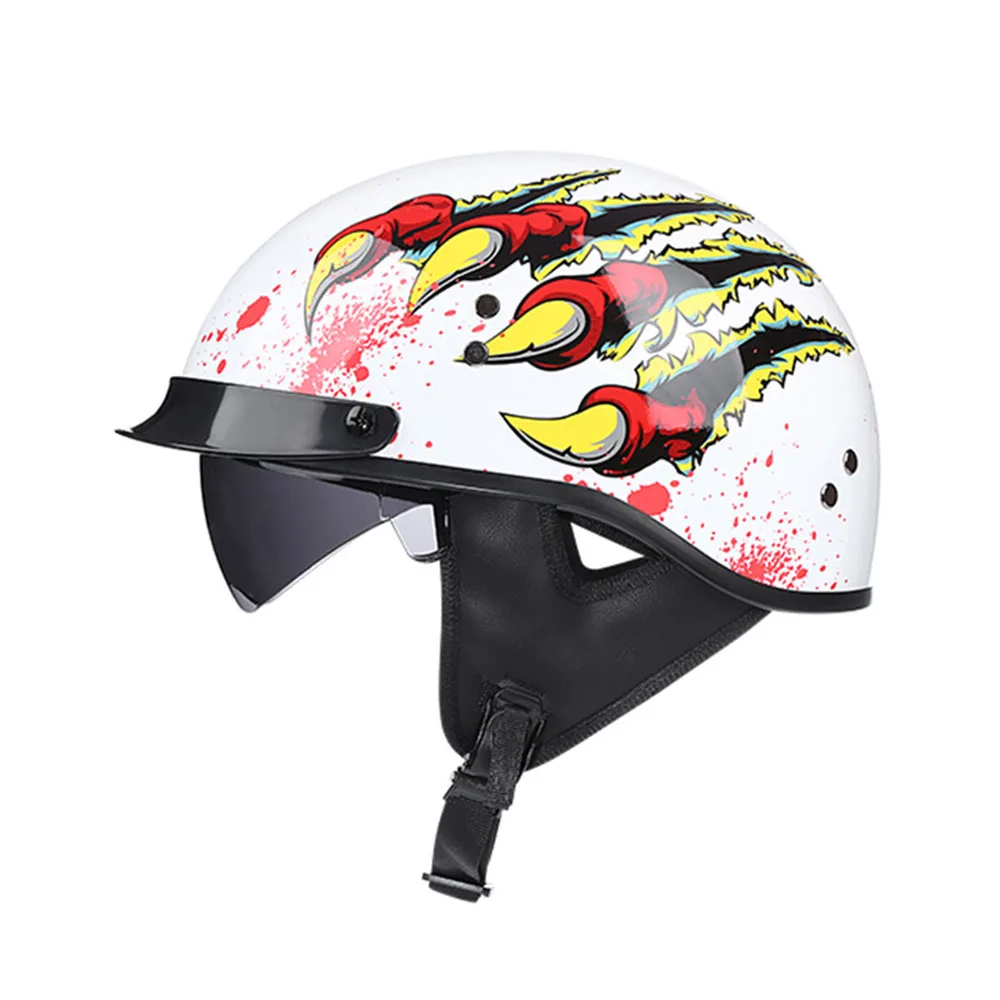 Summer Motorcycle Helmet Skateboard Climbing Retro Helmet With Sun Visor Inside Safety Comfortable Fashionable Half Face Helmet