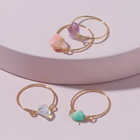 pieces chakra crystal ring healing crystal ring crystal gemstone adjustable ring irregular crystal wire wrapped ring jewelry
