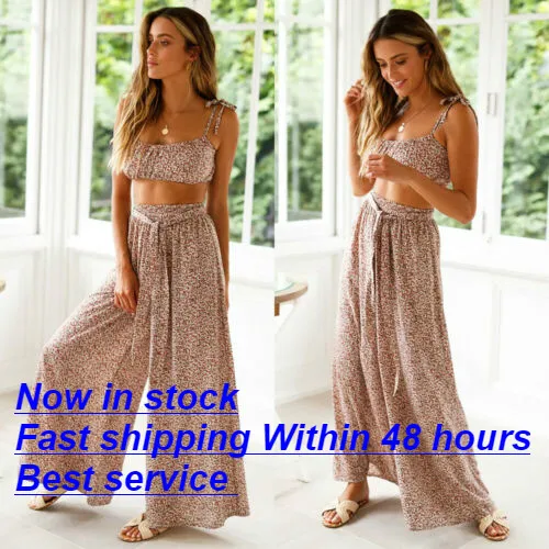 Для женщин Высокая талия широкие брюки Палаццо Boho Цветочный принт лёгкой