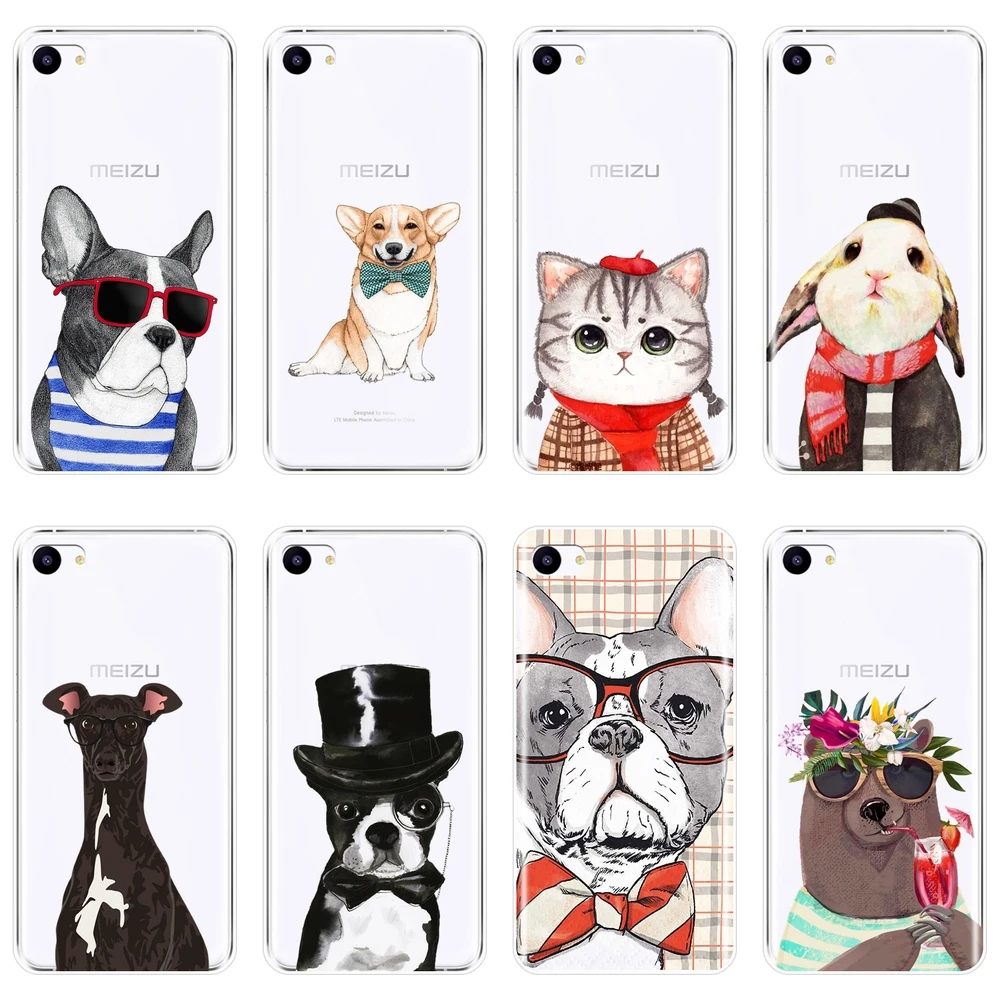 Задняя крышка для Meizu 16th 16x15 Lite 16 Plus мопс собака кошка Corgi мягкий силиконовый чехол