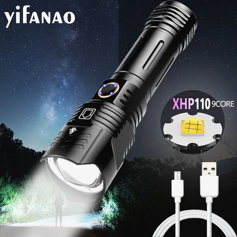 XHP110 самая мощная вспышка светильник XHP70.2 USB Перезаряжаемые светодиодный зум
