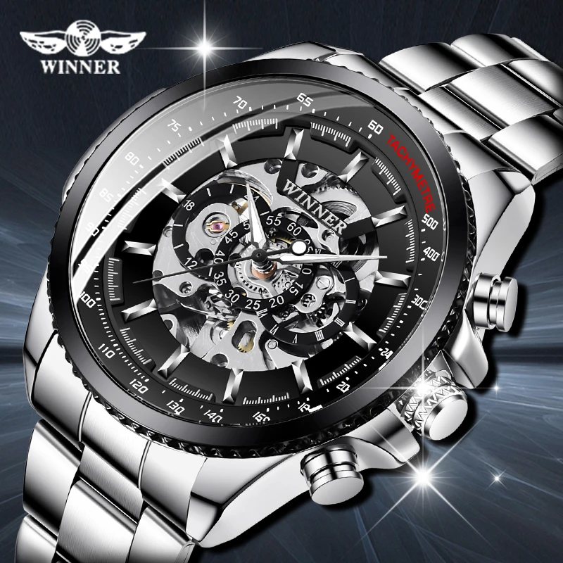 Часы наручные Winner мужские золотистые спортивные дизайнерские брендовые