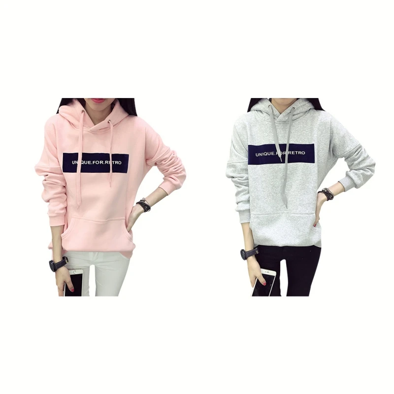 

Winter New Fashion Print Embroidery Drawstring Hooded Thick Loose Hooded Clothes 2Colors
