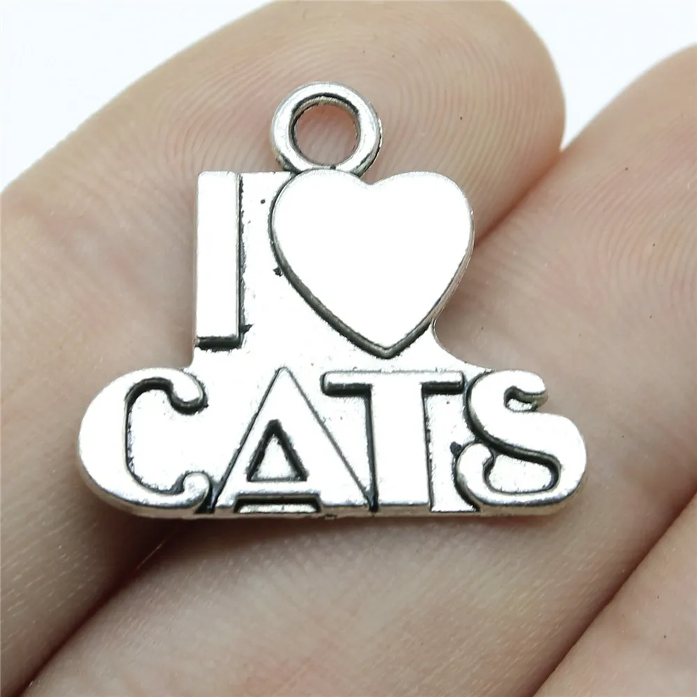 WYSIWYG 10 шт амулеты I Heart Cats ювелирное изделие 2 вида цветов античное бронзовое