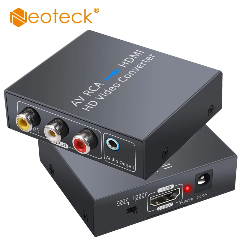 Neoteck AV RCA к HDMI-совместимый конвертер видео Поддержка PAL/NTSC 1080P Композитный CVBS