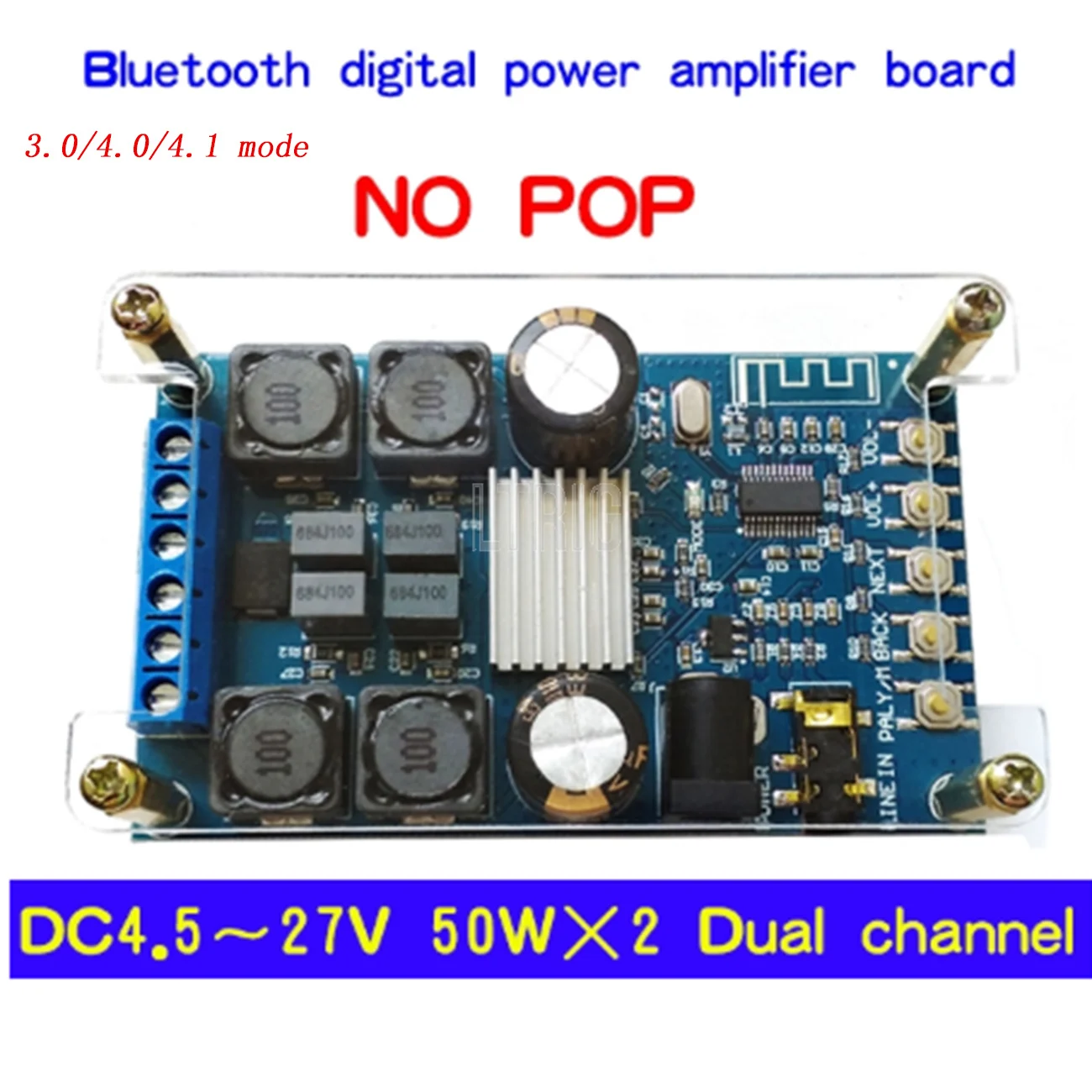 

LTRIG пользовательский 1 шт. TPA3116 Bluetooth плата цифрового усилителя двойной 50 Вт * 2 аудио усилитель с корпусом без поп-звука 502B