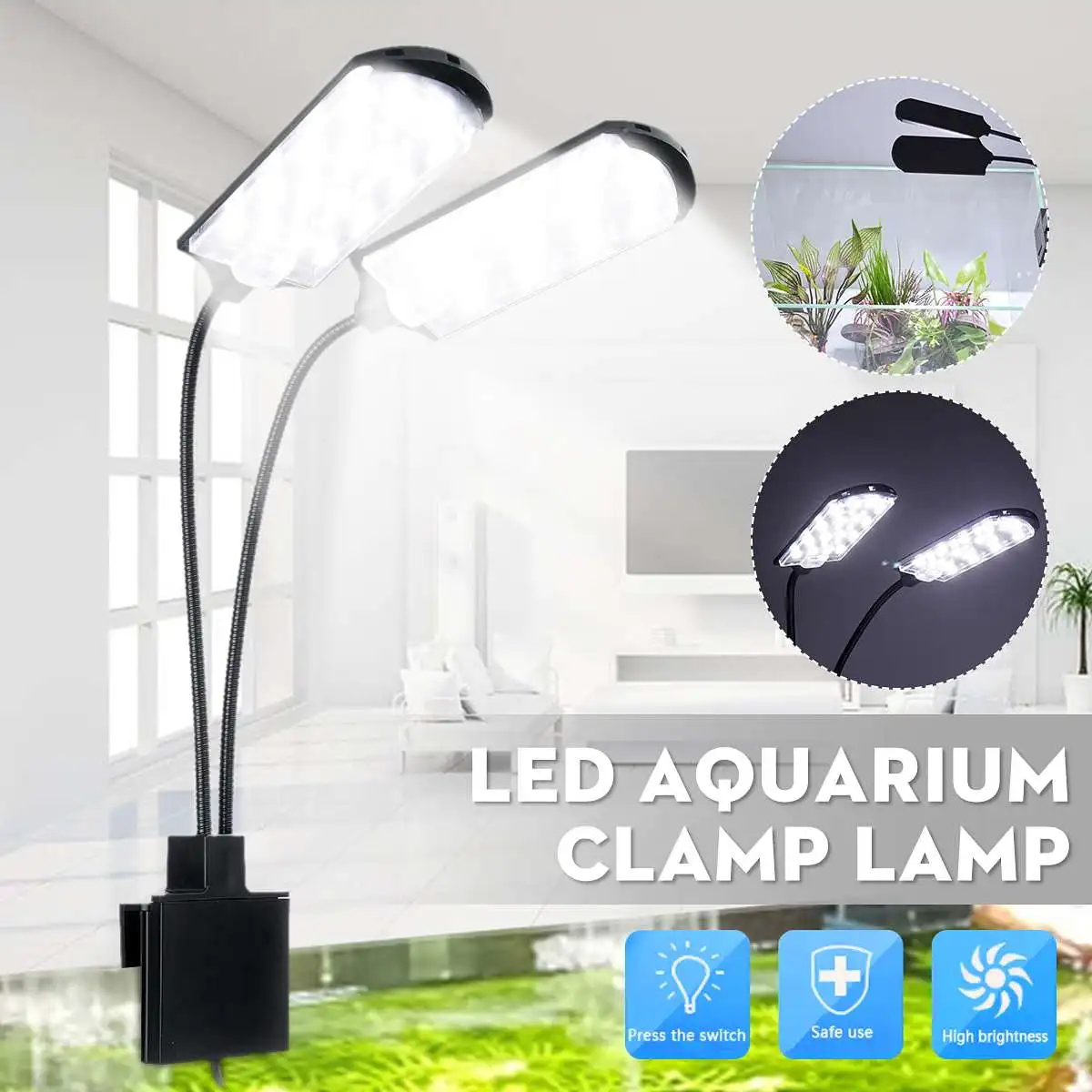 10W 220V тонкий светодиодный аквариумный светильник Водонепроницаемый Clip-on лампы