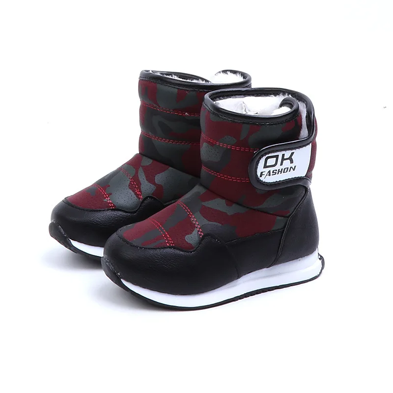 

2019 winter new girls snow boots kids boots and velvet thick waterproof boy's big children's leather boots kids boots girls
