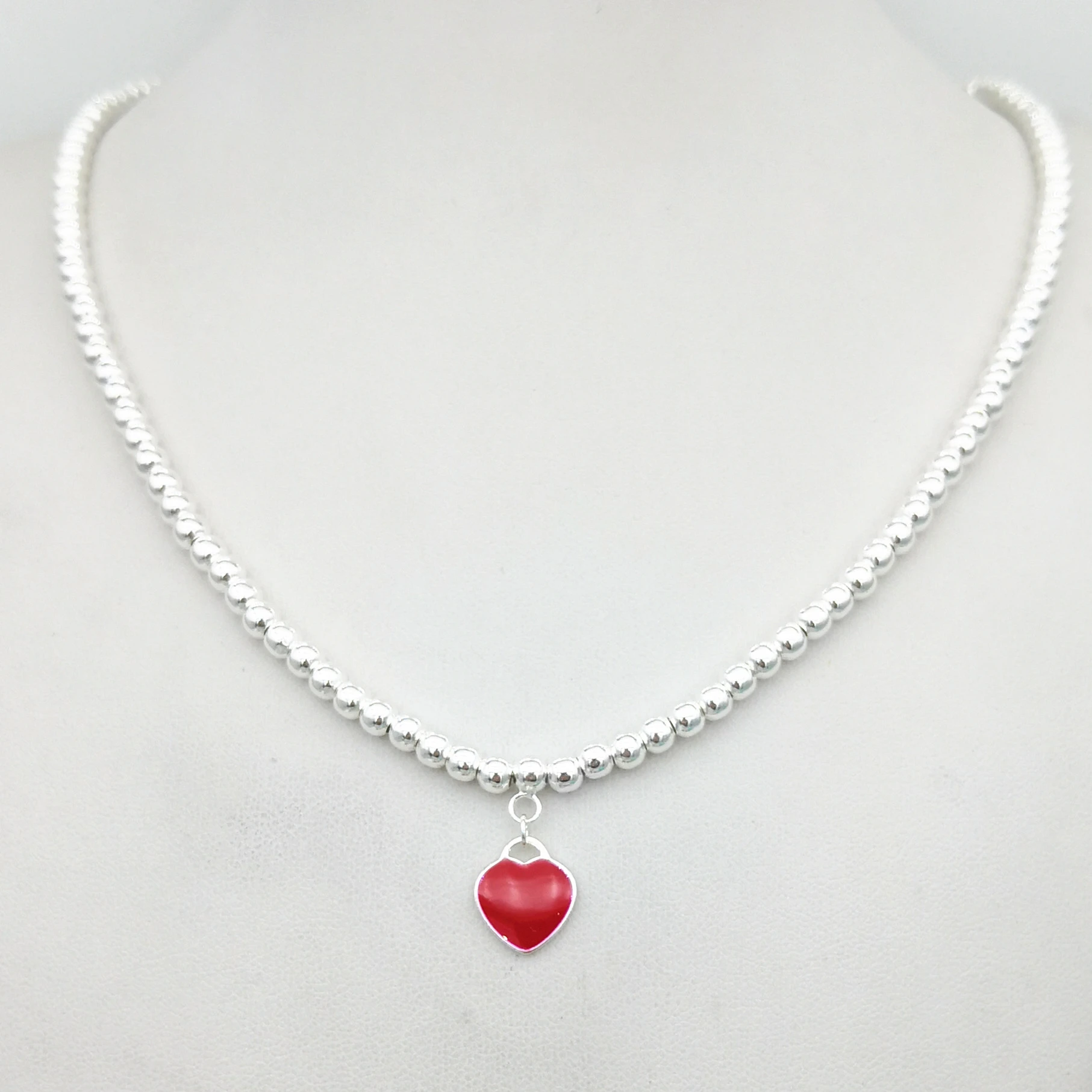 

Men's and women's Silver Necklace 8mm heart-shaped pendant fashion classic style hot boutique jewelry