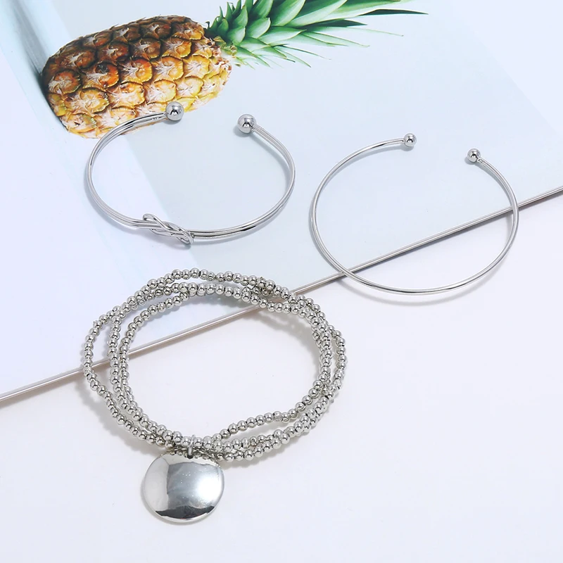 3 шт./компл. модный двухслойный браслет с подвеской в виде узелков для женщин