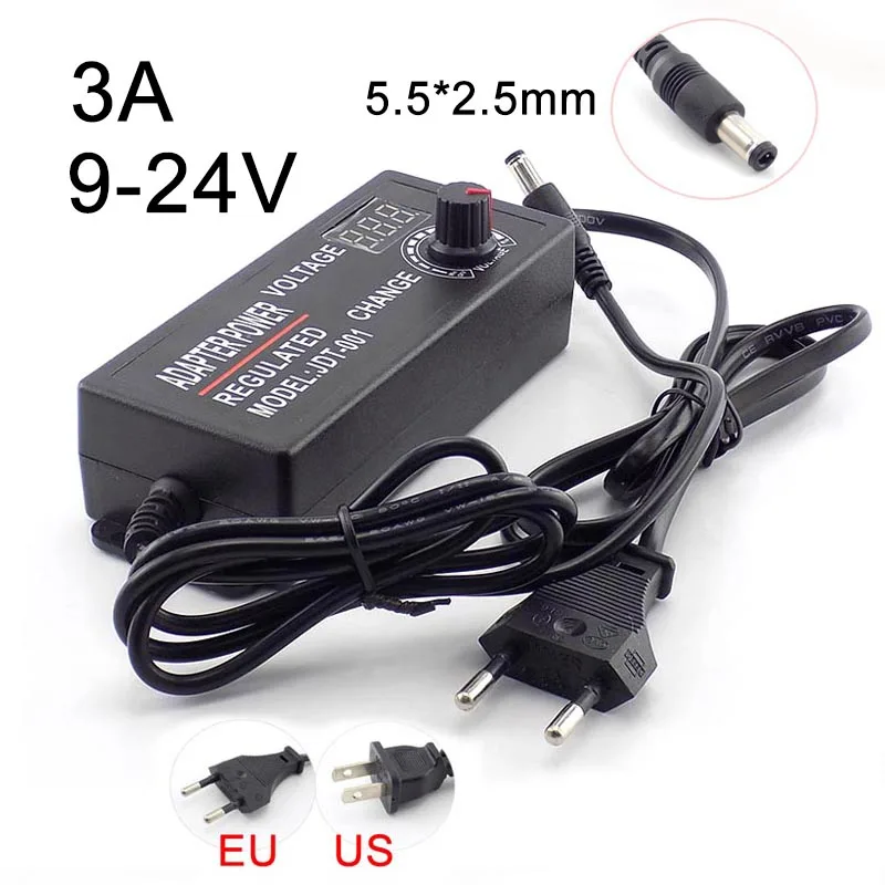 

Регулируемый адаптер Мощность питания CCTV Камера AC 100-220V переменного тока в постоянный (жидкокристаллический дисплей) 9-24V 3A 72W фары для прокла...