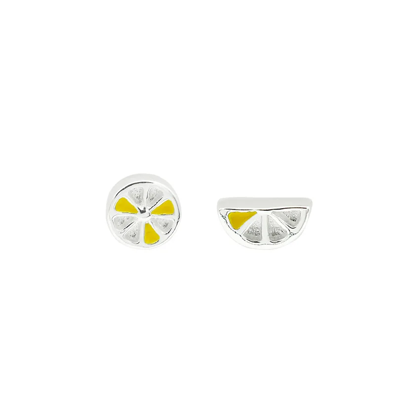 

Fengxiaoling Real 925 Sterling Silver Asymmetric Lemon Cute Fruit Stud Earrings For Fashion Women Minimalist Fine Jewelry 2020