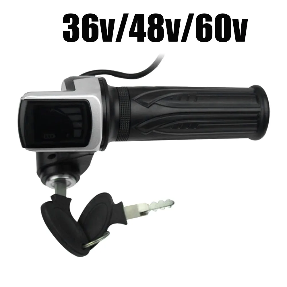 

36V 48V 60V Electric Scooter Throttle Grip With Key Lock Power Indicator Black Motorcycle Scooter Hand Grip Bike Accessories