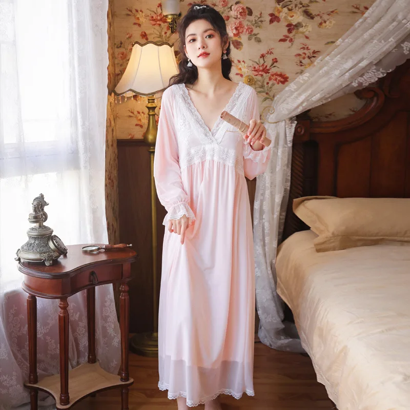 

Ночная сорочка женская розовая из модала, пикантная одежда для сна, новая весенняя рубашка для сна, повседневное нижнее белье, свободная кру...